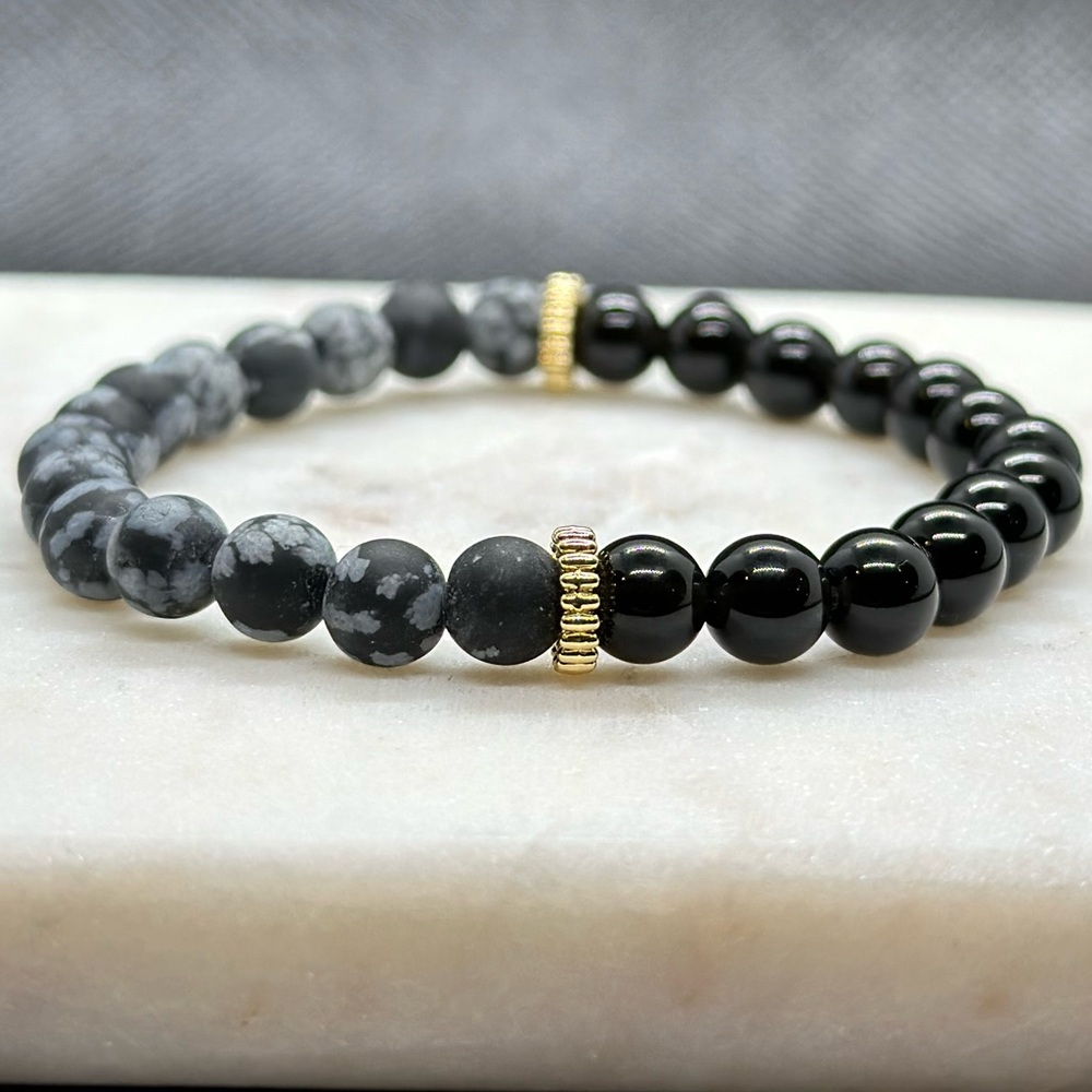 Black Obsidian / Snowflake Obsidian Healing Crystal Bracelet